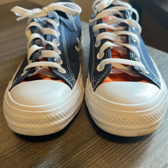 Like New Converse Navy & Orange Sneakers - Picture 2 of 7